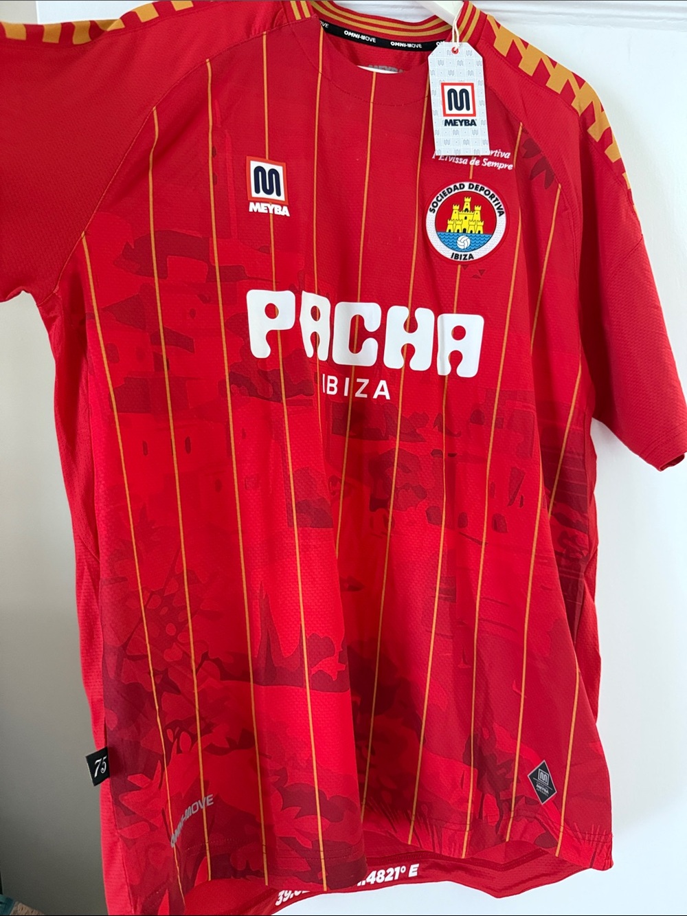 Meyba Pacha Ibiza Red Pinstripe Soccer Jersey
